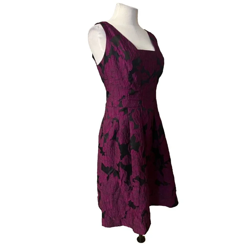 Ralph Lauren A Line Jacquard Dress 14 Pink Black Sleeveless Party Wedding - Picture 5 of 13